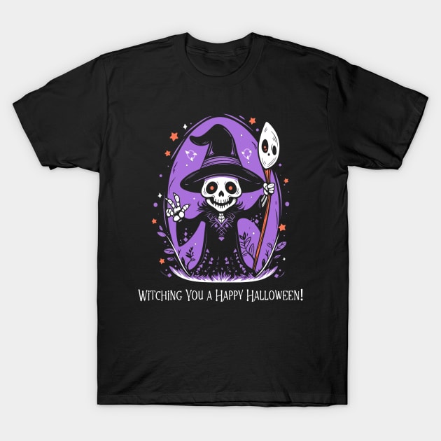 Happy Halloween T-Shirt, Female Sorcerer TShirt, Enchanting Witch Tee, Halloween Party Top, Magical Apparel, Gift for He T-Shirt by Indigo Lake